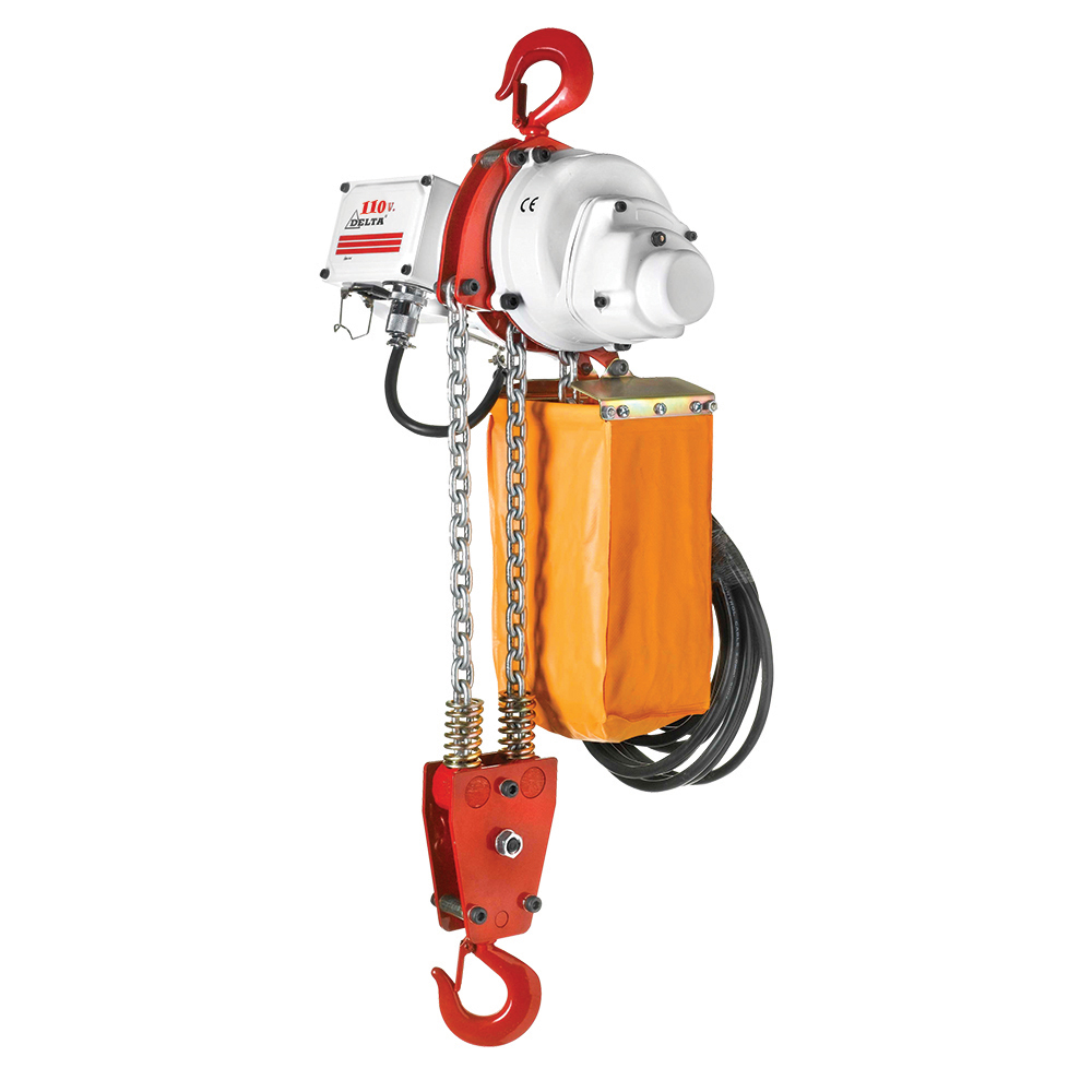 DELTA Electric chain hoist US – 110V – 1 ton – with 10 meter hoisting height  – single speed – 2 chain falls