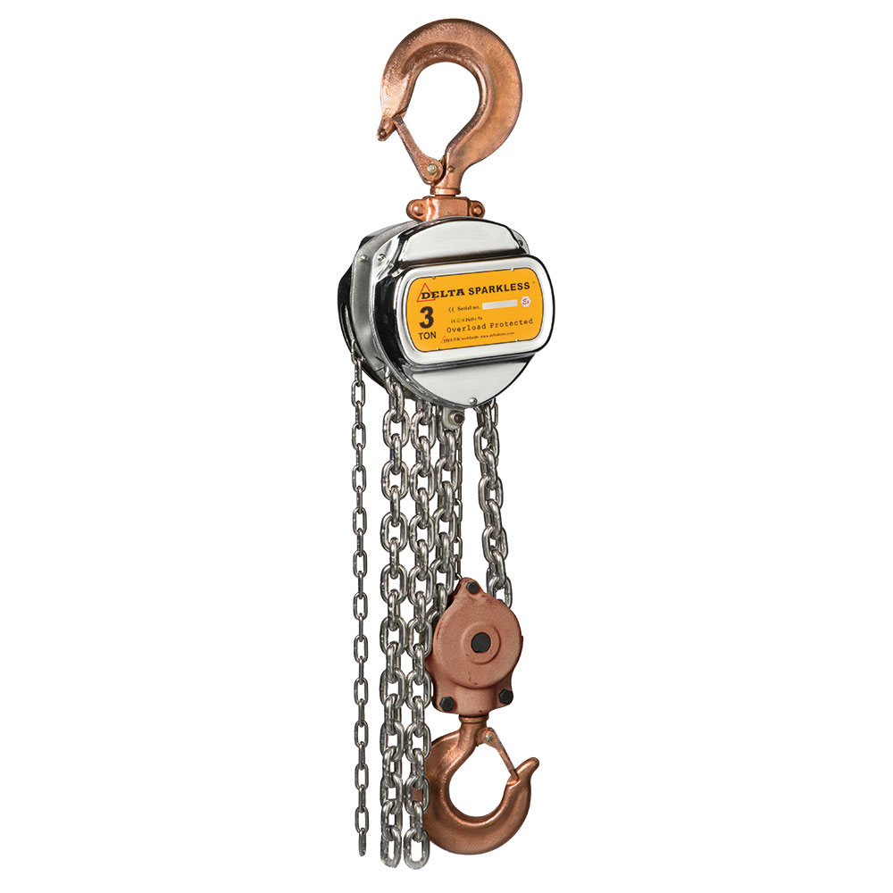 DELTA SPARKLESS – Sparkproof manual chain hoist – 3 ton – with 3 meter hoisting height – ATEX Zone 2