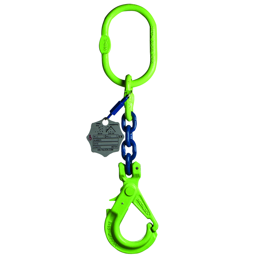 DELTALOCK Grade 100 – 1-leg chain sling 6 mm x 3 meter – With self-locking hook 