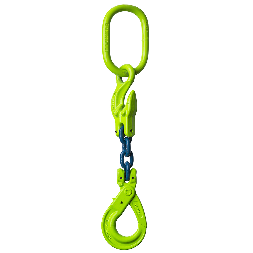 DELTALOCK Grade 100 – 1-leg chain sling 6 mm x 2 meter – With self-locking hook and grab hook 