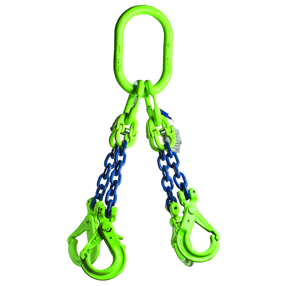 DELTALOCK Grade 100 – 4-leg chain sling 8 mm x 5 meter – With self-locking hook - WLL is based on 0 - 45°