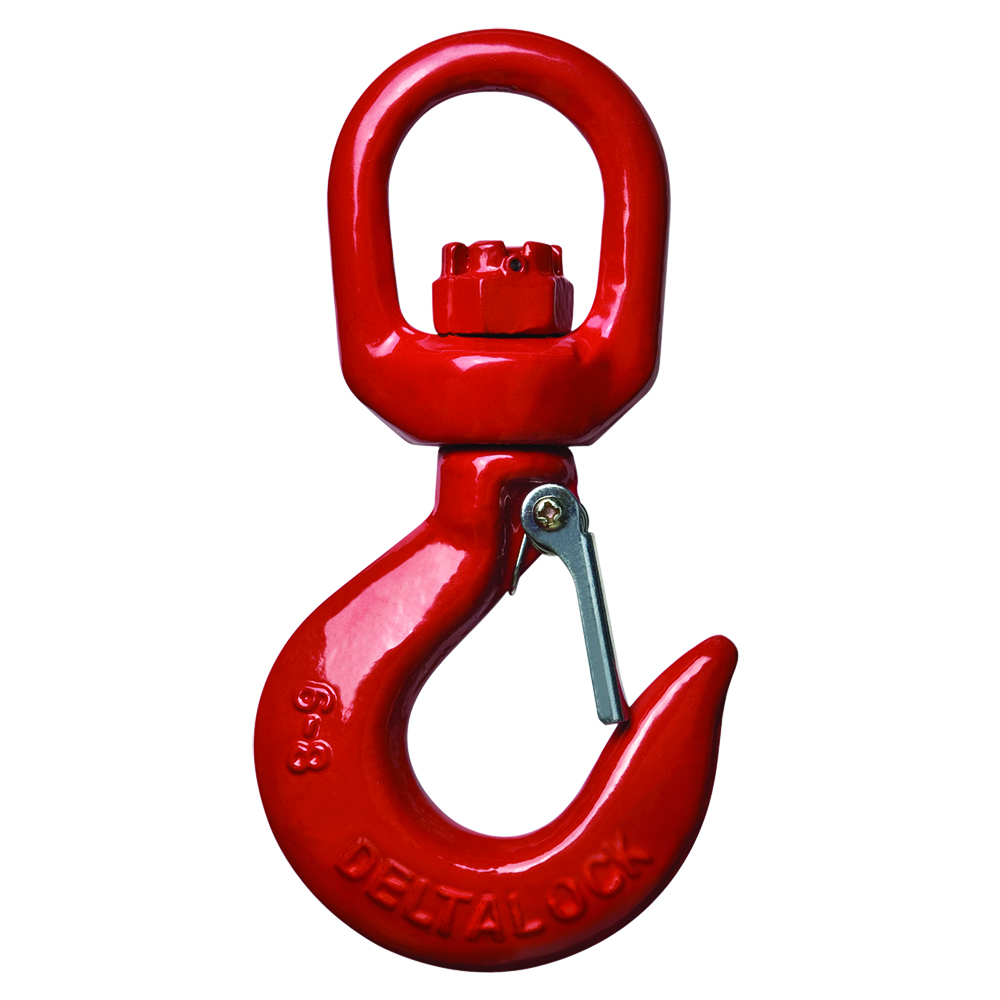 DELTALOCK Grade 80 - Swivel hook with cast latch - For rotating without load - 1,12 ton