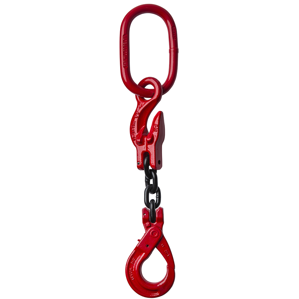 DELTALOCK Grade 80 – 1-leg chain sling 8 mm x 5 meter – With self-locking hook and grab hook 