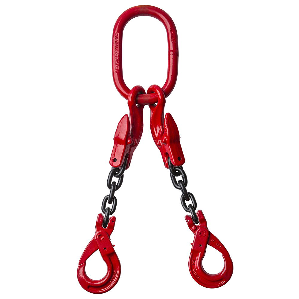 DELTALOCK Grade 80 – 2-leg chain sling 6 mm x 1 meter – With self-locking hook and grab hook - WLL is based on 0 - 45°