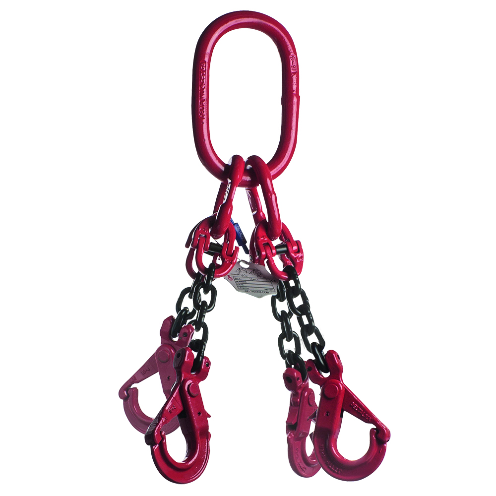 DELTALOCK Grade 80 – 4-leg chain sling 6 mm x 3 meter – With self-locking hook - WLL is based on 0 - 45°
