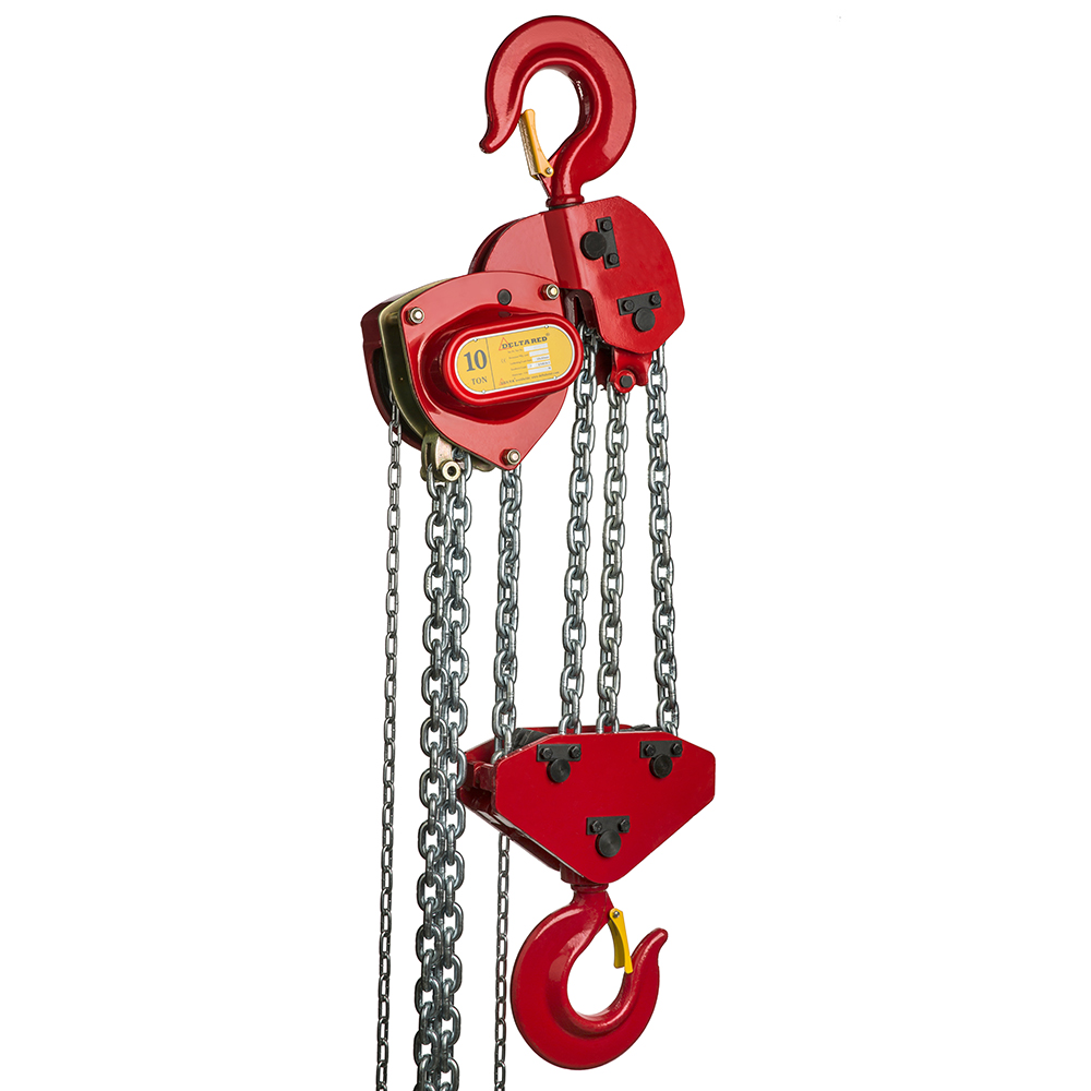DELTA RED – Premium manual chain hoist with overload protection – 10 ton – with 10 meter hoisting height