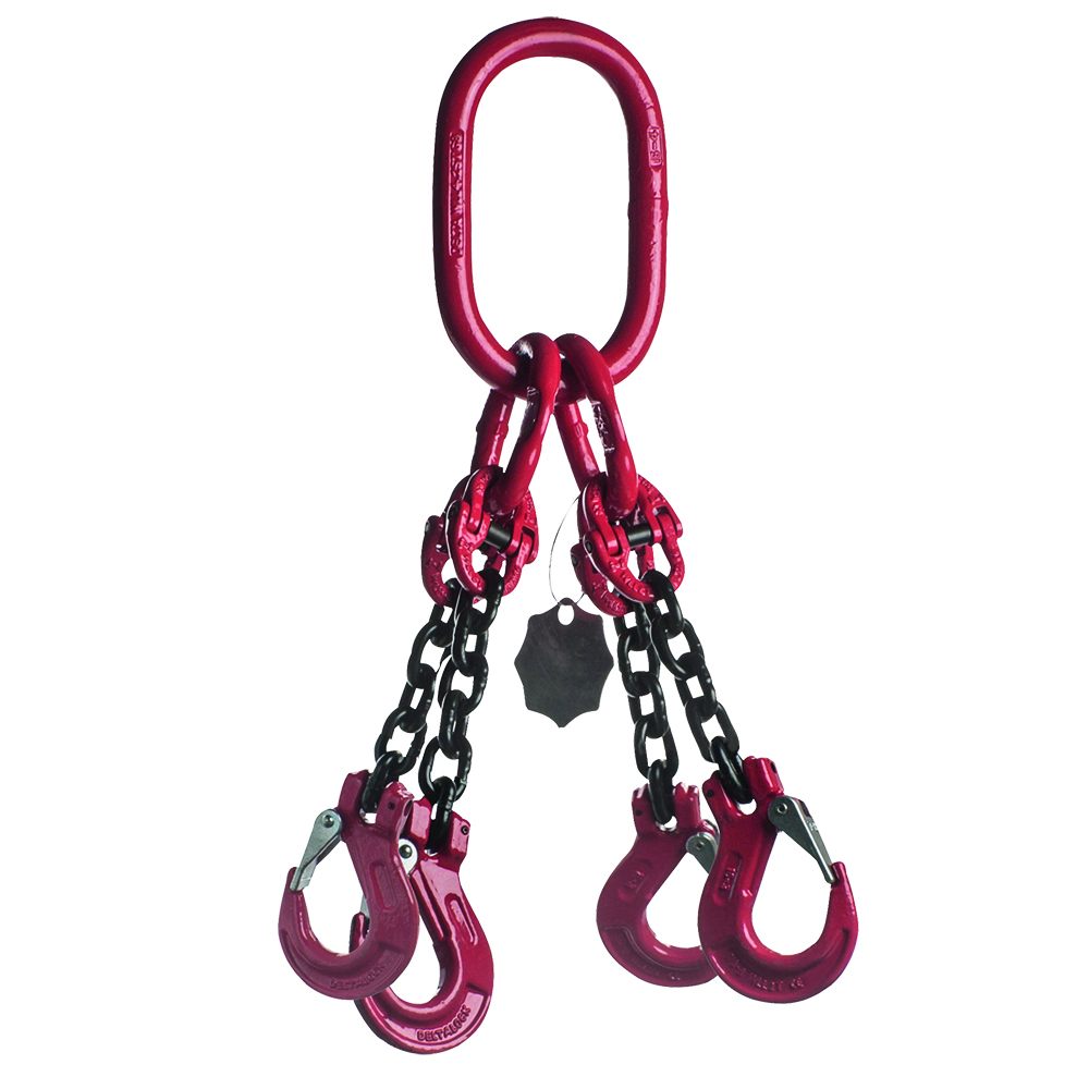 DELTALOCK Grade 80 – 4-leg chain sling 10 mm x 2,5 meter – With clevis latch hook - WLL is based on 0 - 45°