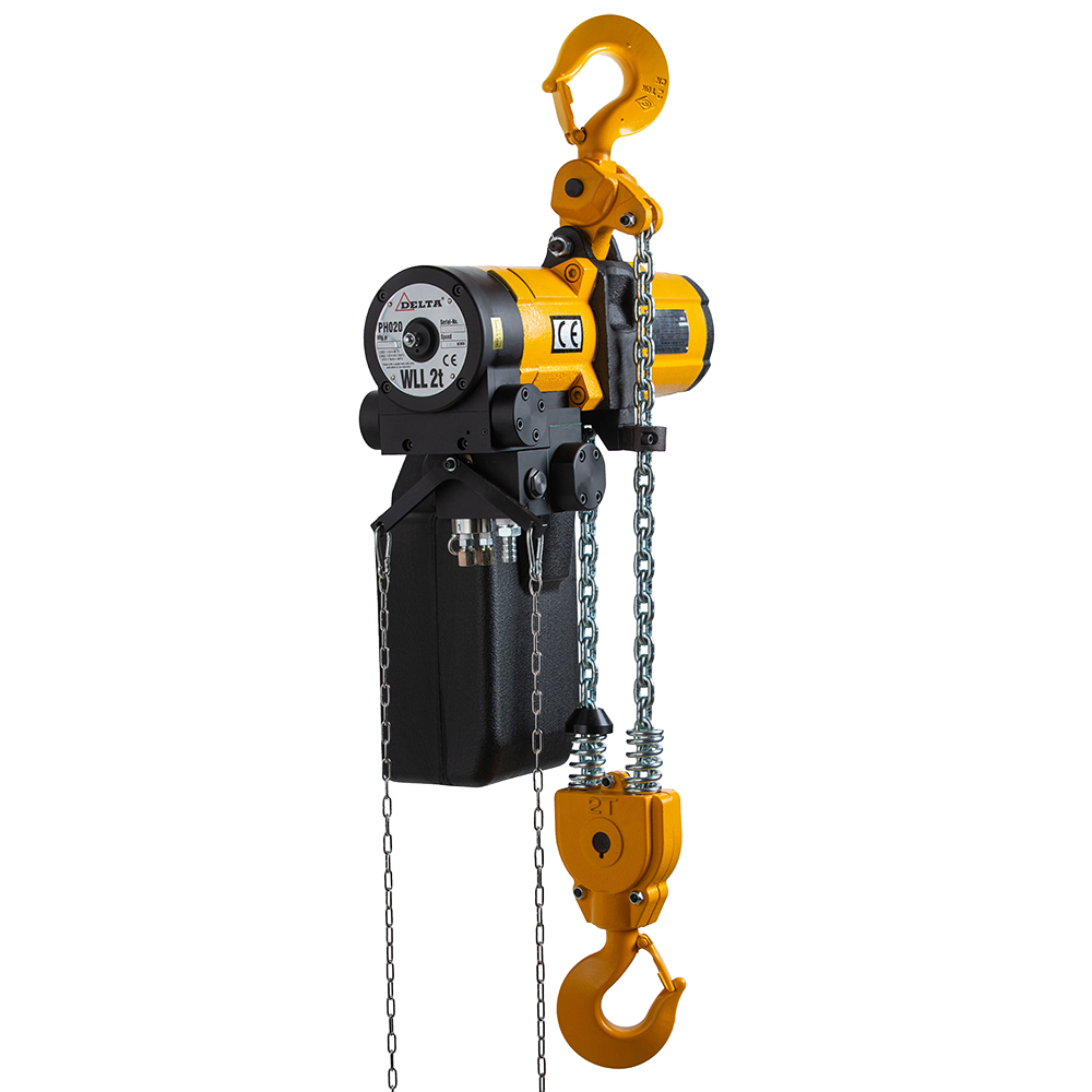 DELTA Druckluft Kettenzug – 2 ton – mit 6 Meter Hubhöhe – 2 Strang – ATEX Zone 2