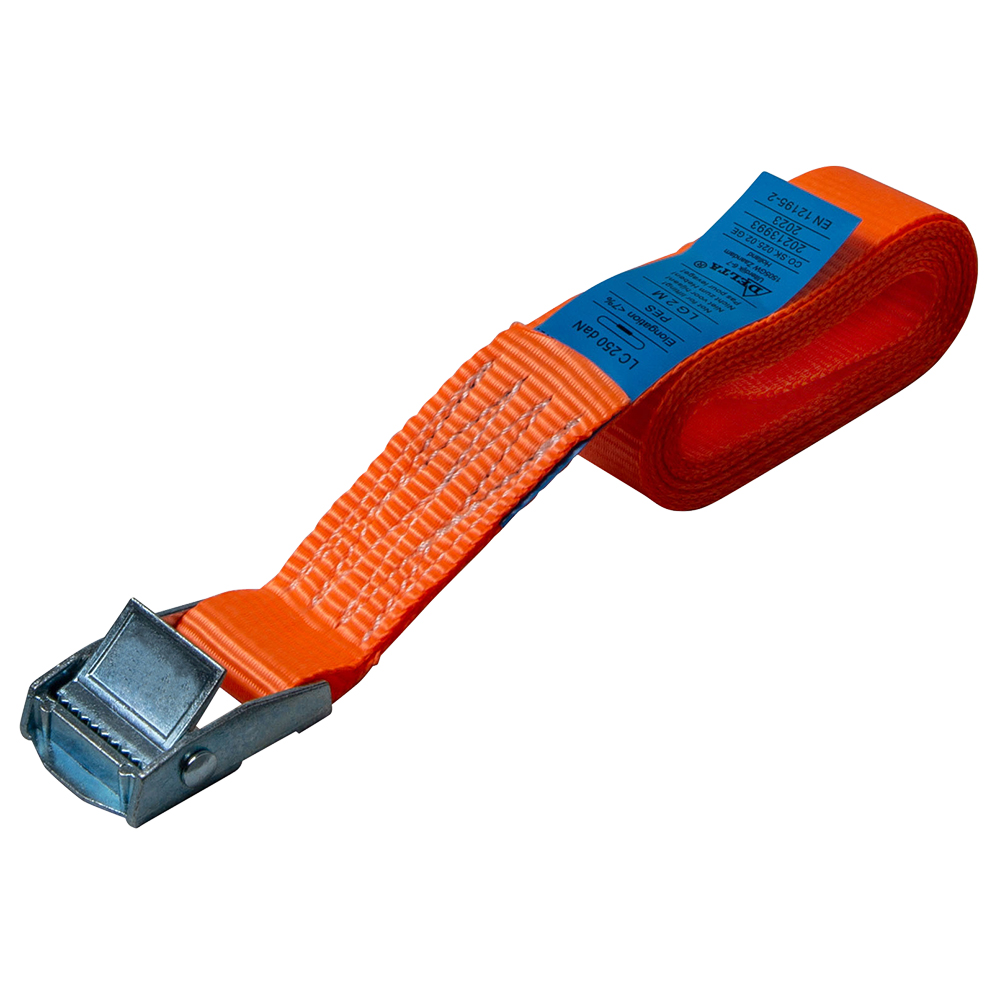 DELTASLING – Sangles darrimage avec boucle à came – 25 mm x 7 mètres – 125 daN – Orange