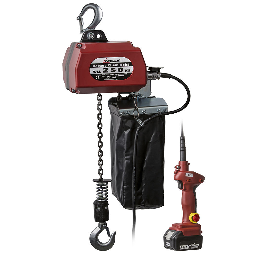 DELTA Battery chain hoist - 18V DC - 0,25 ton - 10 meter hoisting height
