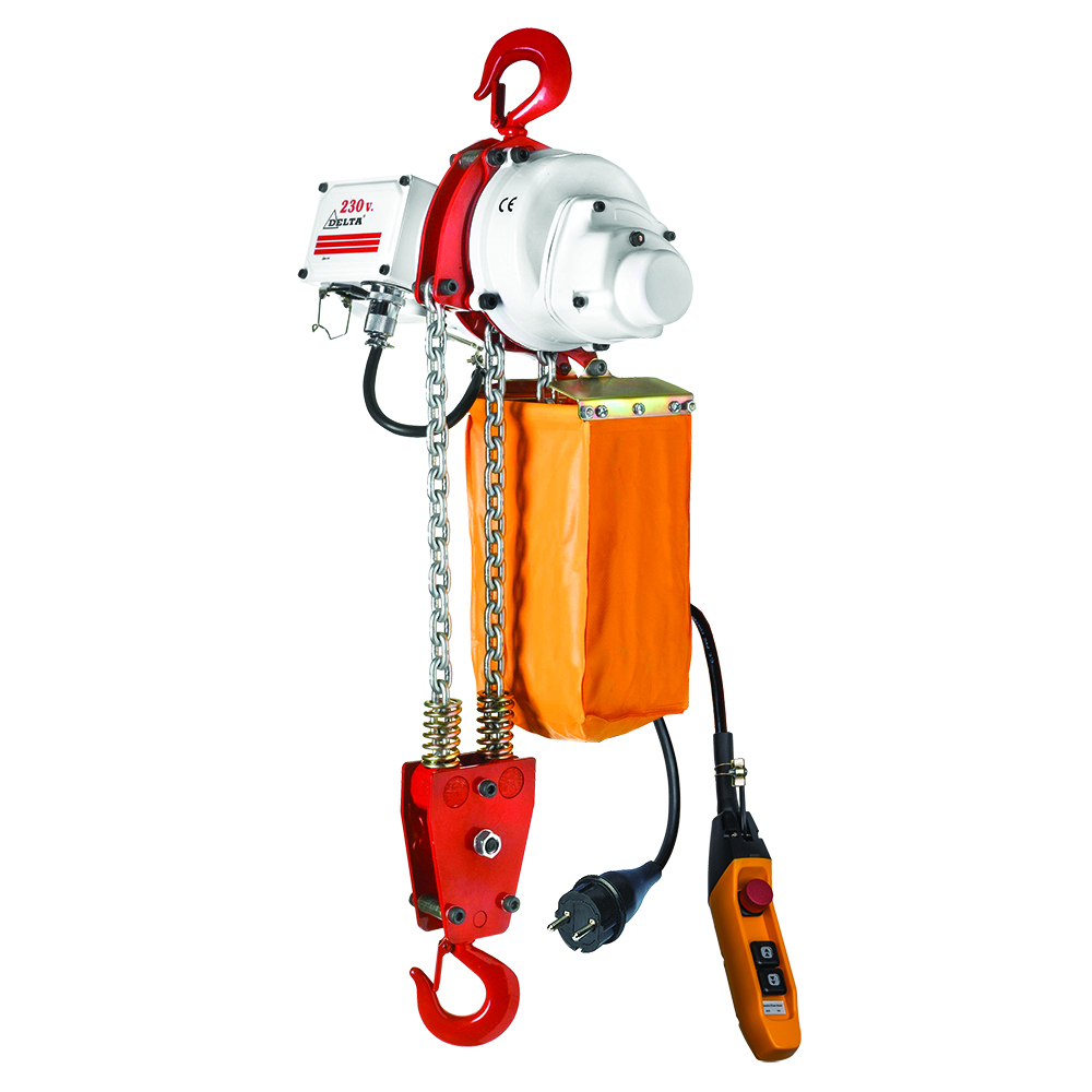 DELTA Elektrischer Kettenzug US – 230V – 1 Ton – mit 6 Meter Hubhöhe – 1 Geschwindigkeit – 2 Strang
