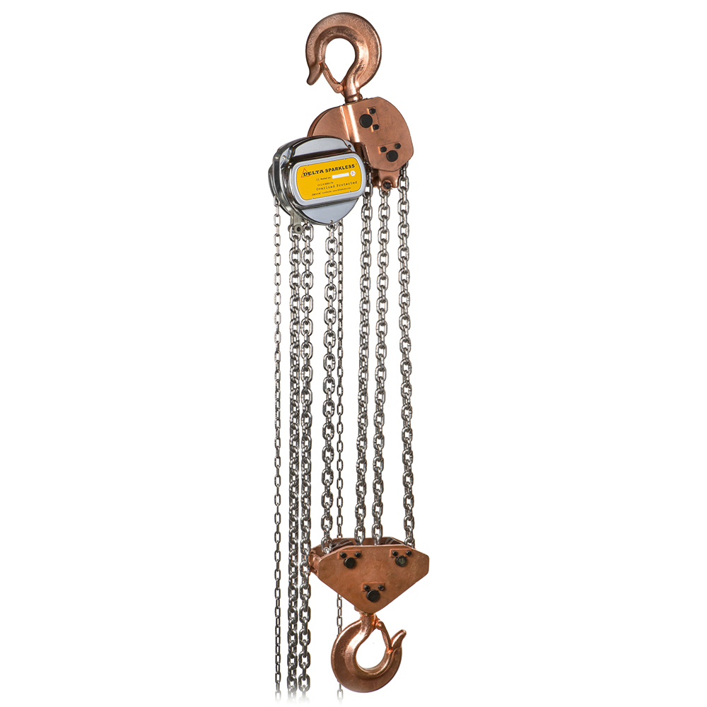 DELTA SPARKLESS – Sparkproof manual chain hoist – 8 ton – with 10 meter hoisting height – ATEX Zone 1