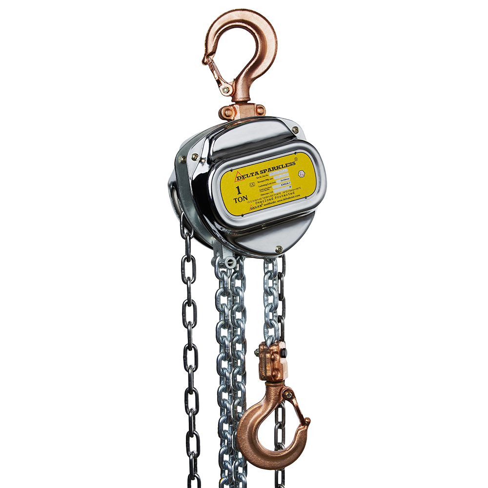DELTA SPARKLESS – Sparkproof manual chain hoist – 1 ton – with 3 meter hoisting height – ATEX Zone 1