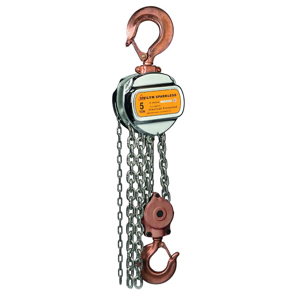 DELTA SPARKLESS – Sparkproof manual chain hoist – 5 ton – with 3 meter hoisting height – ATEX Zone 1