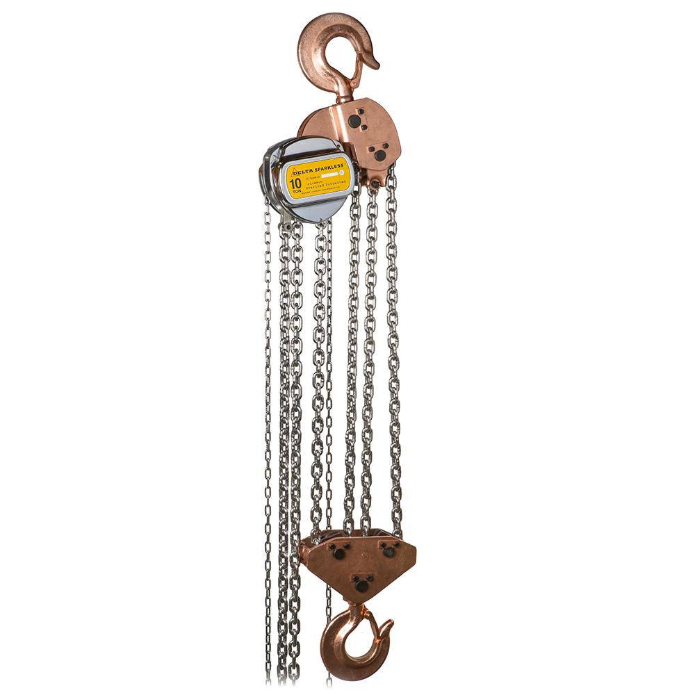 DELTA SPARKLESS – Sparkproof manual chain hoist – 10 ton – with 3 meter hoisting height – ATEX Zone 1