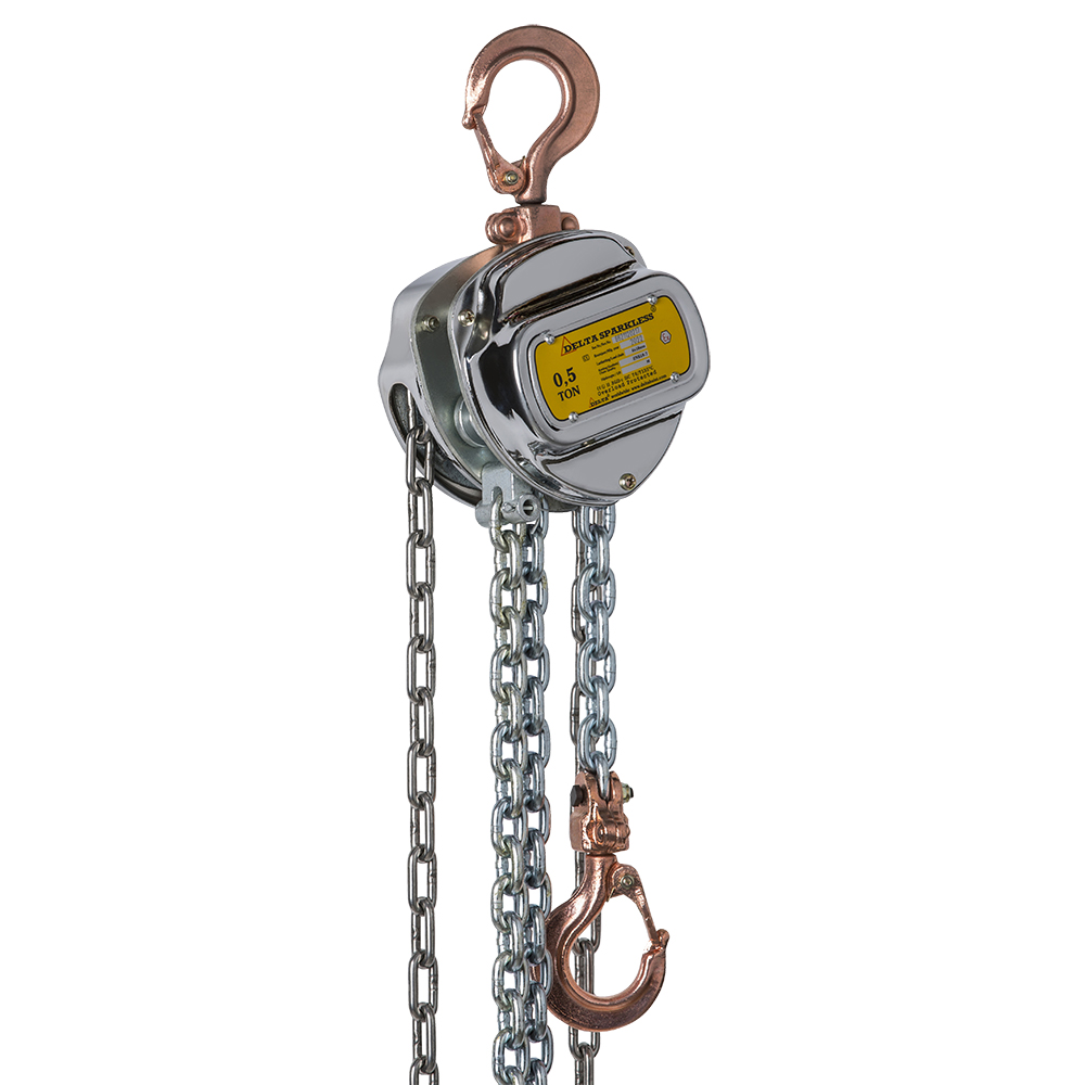 DELTA SPARKLESS – Funkenarmer Stirnradkettenzug – 0,5 ton – mit 10 Meter Hubhöhe – ATEX Zone 2