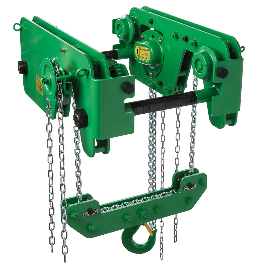 DELTA GREEN – Manual chain hoist combined with geared trolley –  1 ton – with 3 meter hoisting height