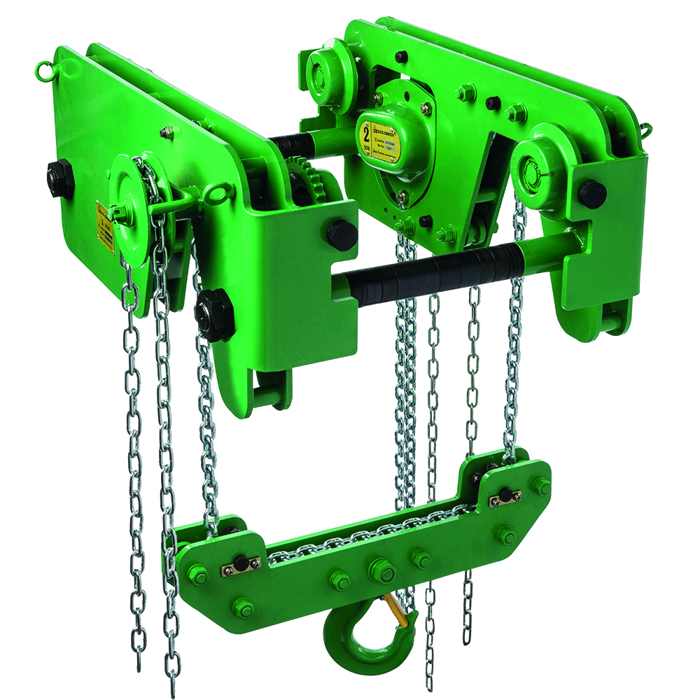 DELTA GREEN – Manual chain hoist combined with geared trolley –  2 ton – with 3 meter hoisting height