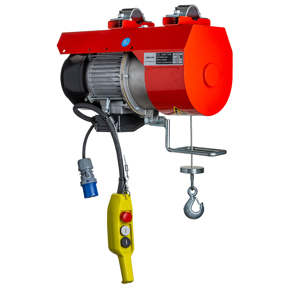 DELTA Elektrische Seilwinde DM – 230V – 0,2 Ton – mit 48 Meter Hubhöhe – 1 Geschwindigkeit 