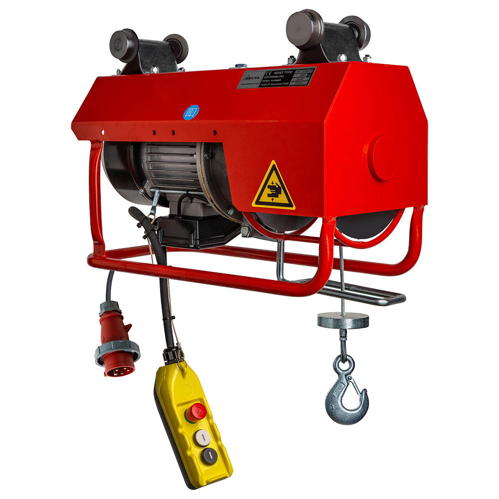 DELTA Elektrische Seilwinde DT – 400V – 0,3 Ton – mit 23 Meter Hubhöhe – 1 Geschwindigkeit 