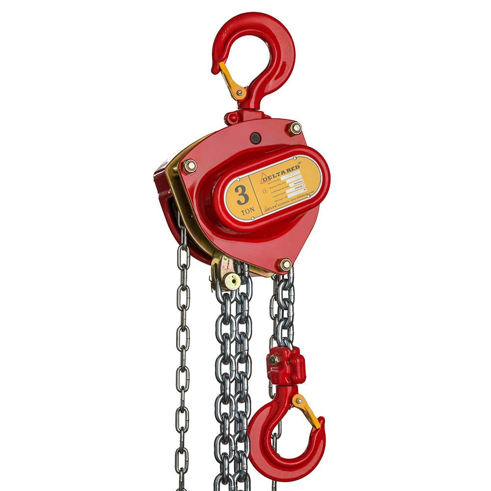 DELTA RED – Premium manual chain hoist – 3 ton – with 3 meter hoisting height – 1 chain fall – lifting 1.5 x faster 