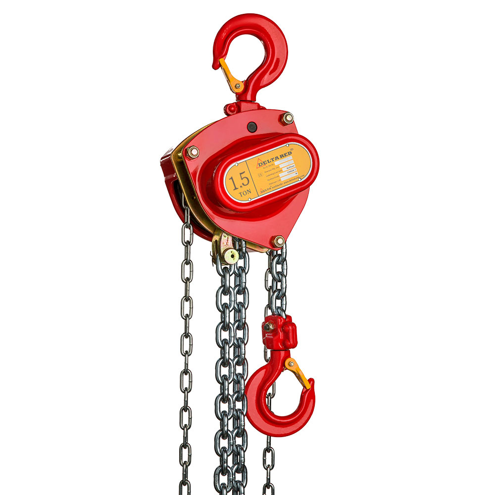 DELTA RED - Premium handkettingtakel met overlastbeveiliging - 1,5 ton - met 10 meter hijshoogte