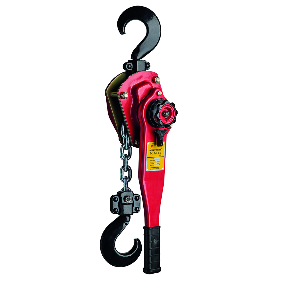 DELTA RED – Premium Lever Hoist with lashing hooks – 3 ton – with 1,5 meter hoisting height – Lc 60 Kn	