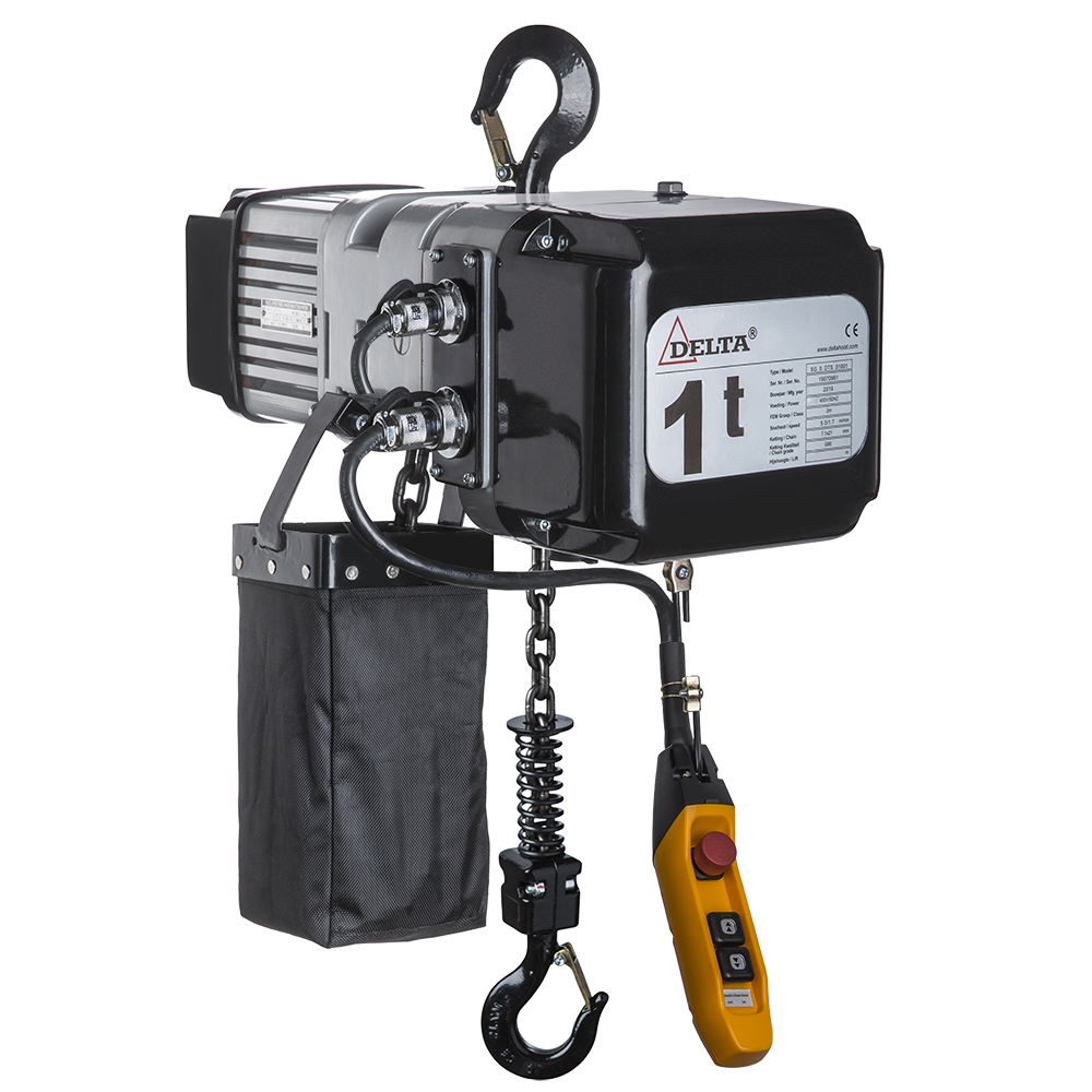 DELTA Elektrischer Kettenzug DMS – 230V – 1 Ton – mit 10 Meter Hubhöhe – 1 Geschwindigkeit – 1 Strang