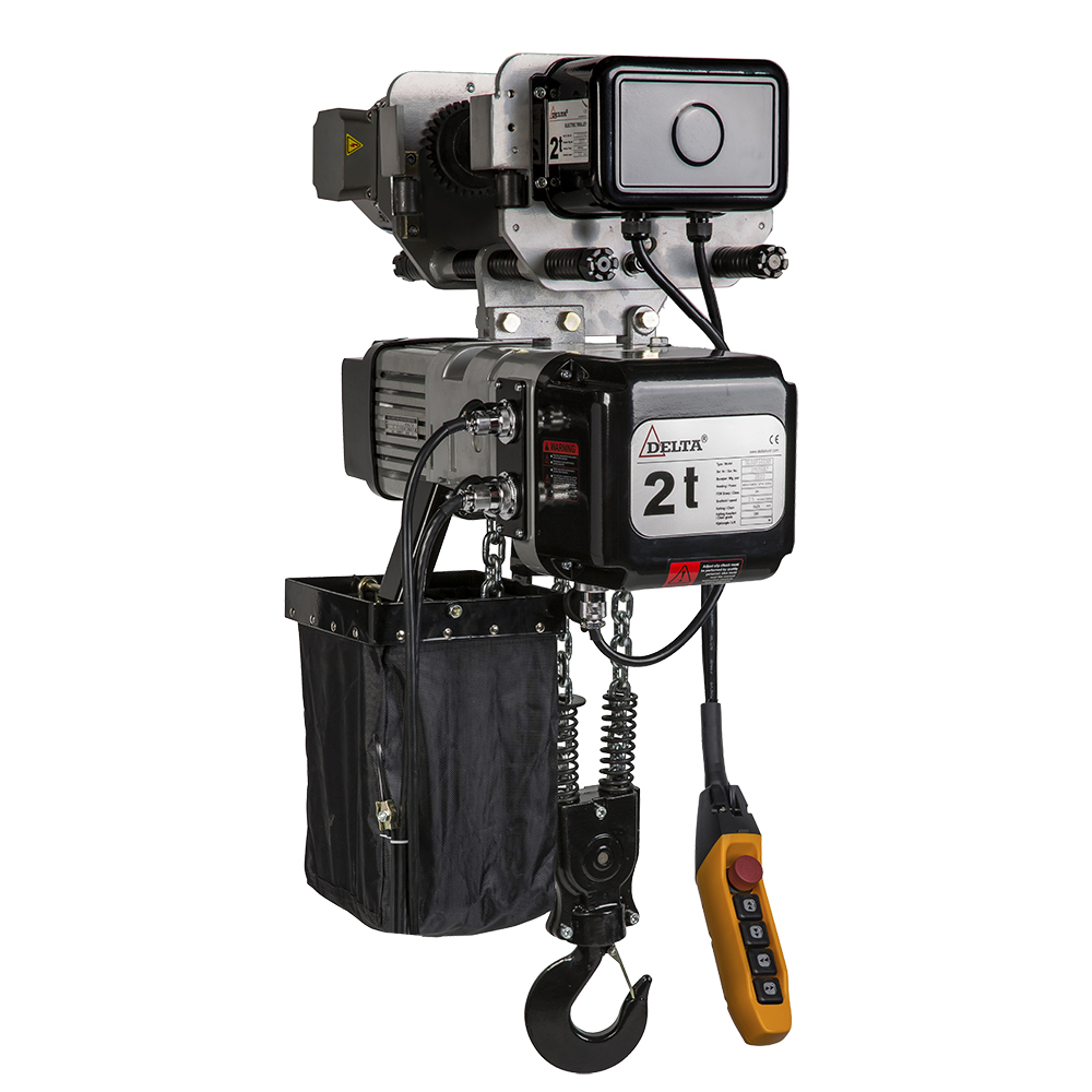 DELTA Elektrische kettingtakel met elektrische loopkat DTD - 400V - 2 ton - met 3 meter hijshoogte - enkele snelheid - 2 parten