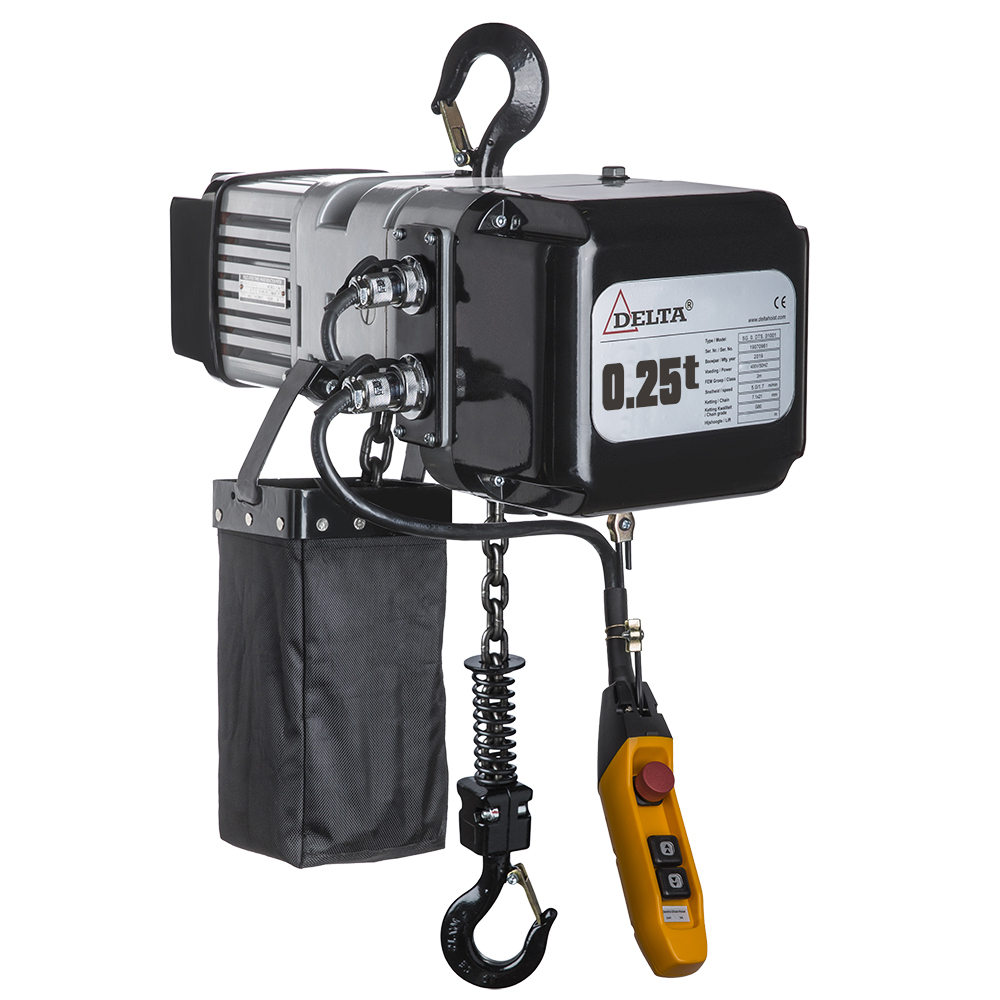 DELTA Electric chain hoist DTS – 400V – 0,25 ton – with 6 meter hoisting height  – single speed – 1 chain fall