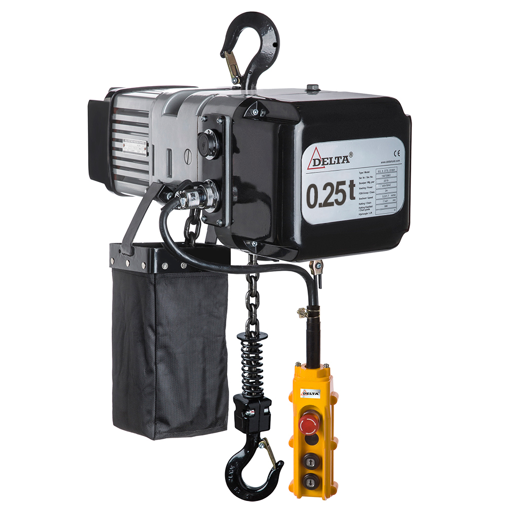 DELTA Electric chain hoist DTS – 400V – 0,25 ton – with 3 meter hoisting height  – double speed – 1 chain fall