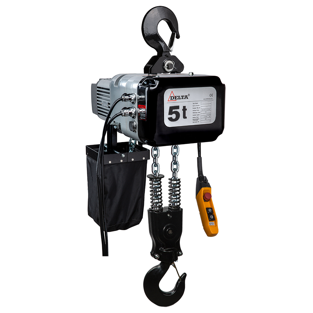 DELTA Electric chain hoist DTS – 400V – 5 ton – with 3 meter hoisting height  – double speed – 2 chain falls