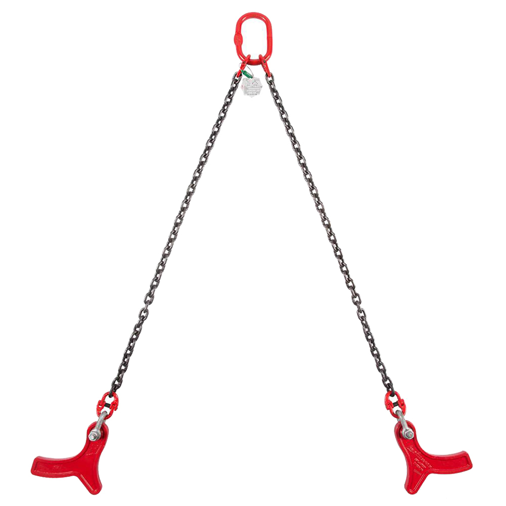 DELTALOCK Grade 80 – 2-leg chain sling 8 mm x 0,8 meter – With concrete hook – WLL is based on 0 - 45°