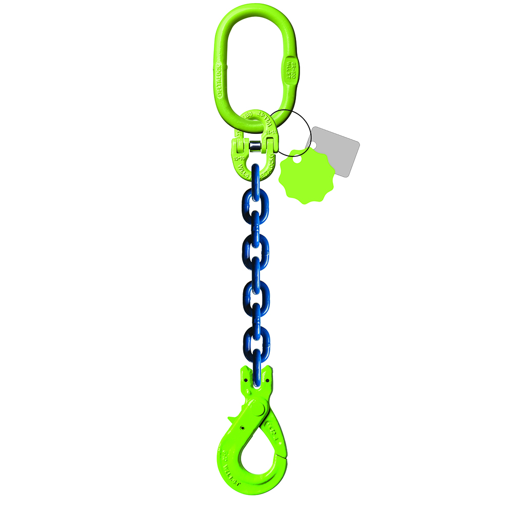 DELTALOCK Grade 100 - 1 chaînes des simples 8 mm x 1 métre avec crochet de sécurité à chape