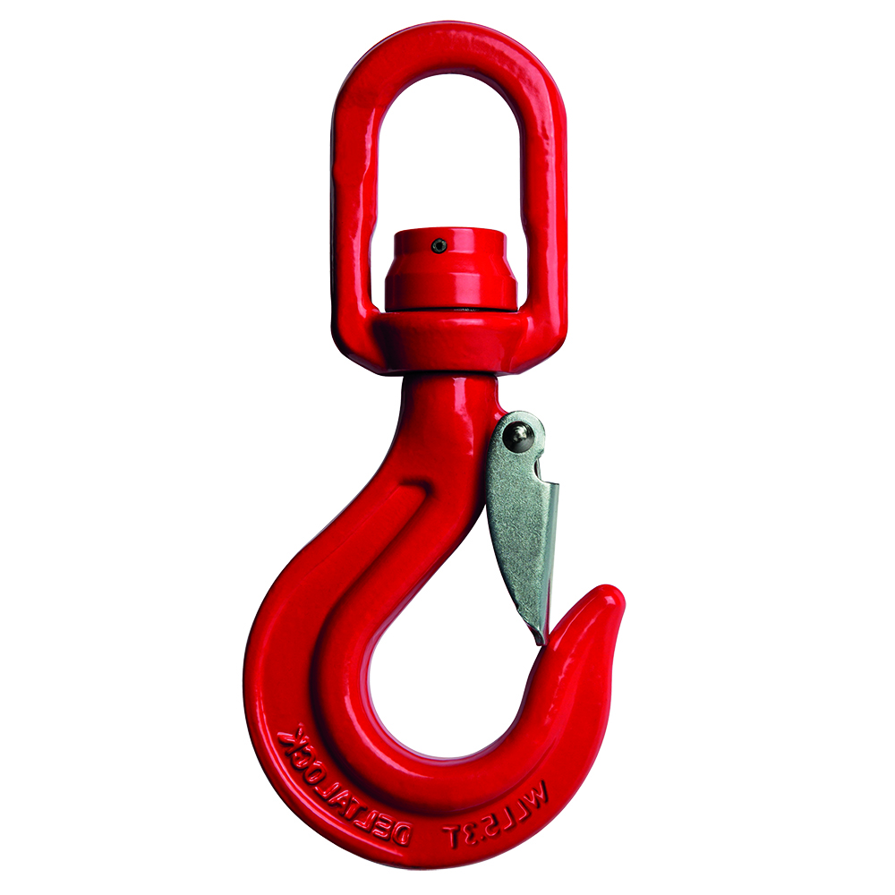 DELTALOCK Grade 80 - Swivel hook with cast latch and bearing - Swivel with load - 1,12 ton