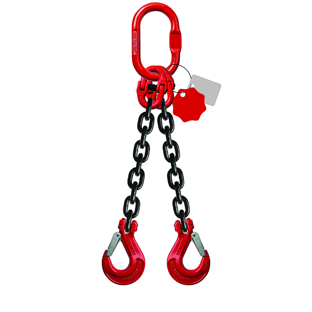 DELTALOCK Grade 80 – 2-leg chain sling 13 mm x 1 meter – With clevis latch hook - WLL is based on 0 - 45°