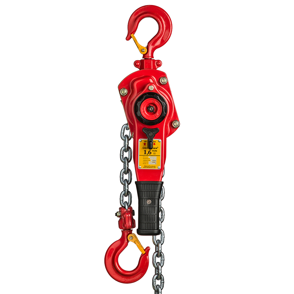 DELTA RED - Premium rateltakel - 1,6 ton - met 1,5 meter hijshoogte
