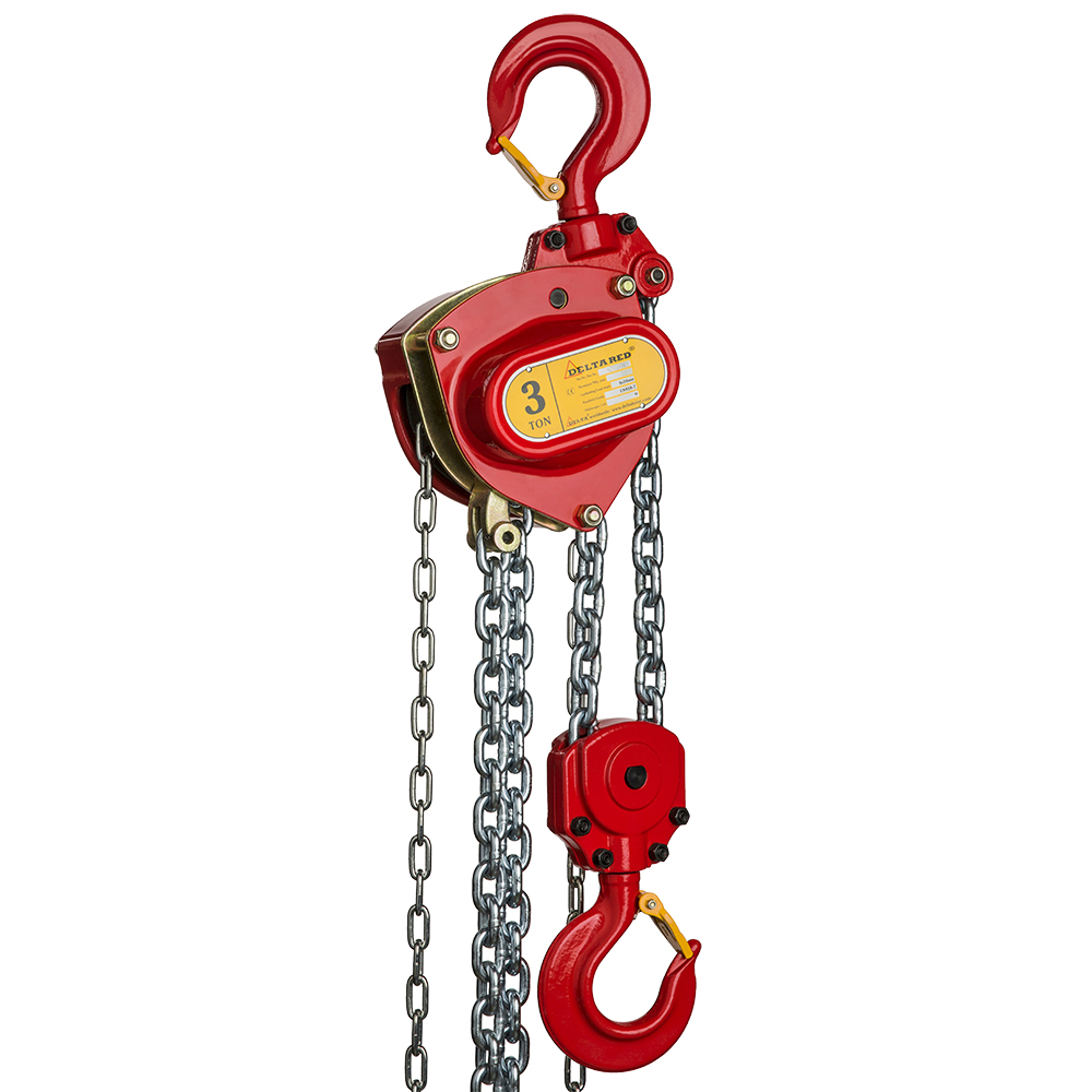 DELTA RED - Premium handkettingtakel met overlastbeveiliging - 3 ton - met 6 meter hijshoogte