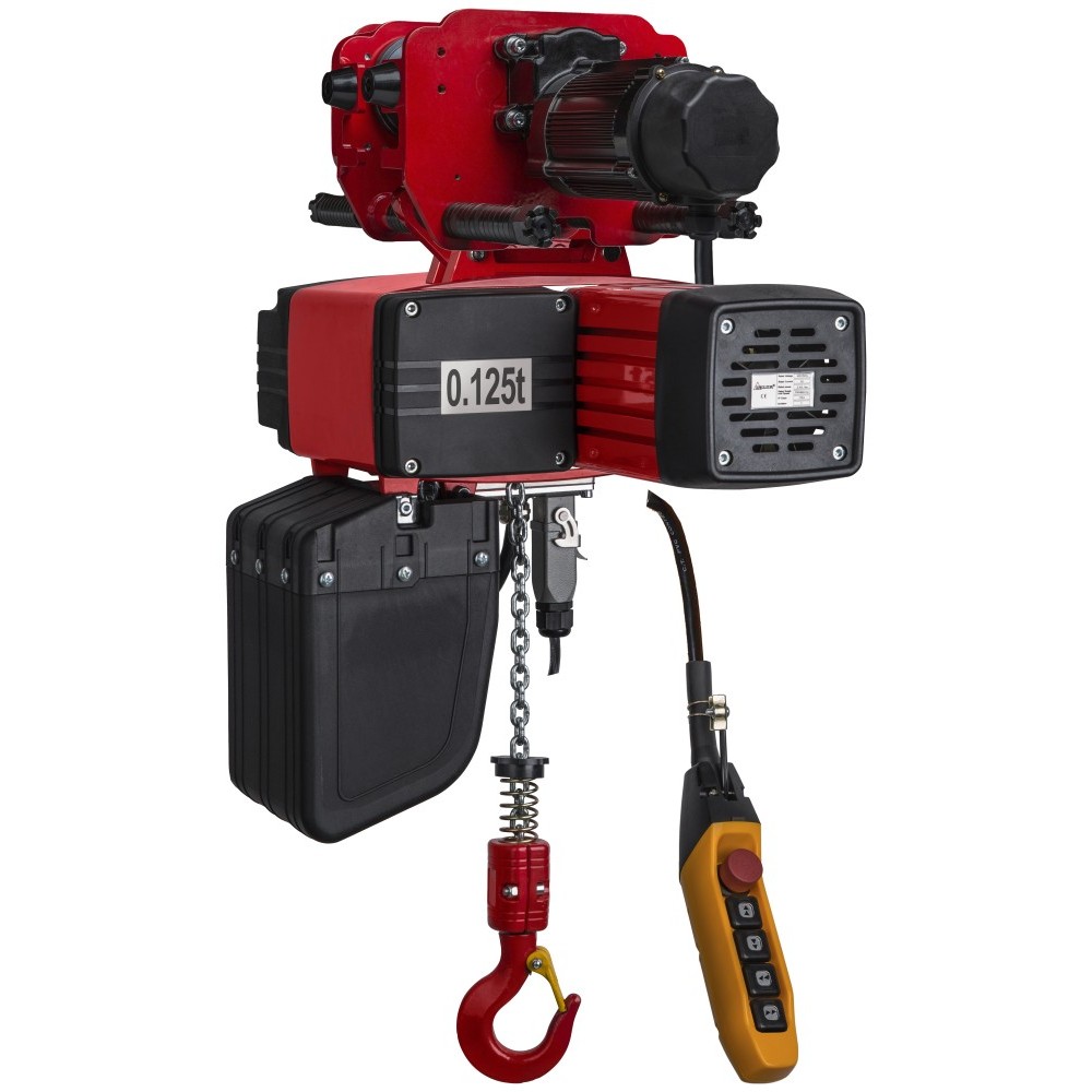 DELTA Electric chain hoist with electric trolley DED – 400V – 0,125 ton – with 6 meter hoisting height  – double speed – 1 chain fall