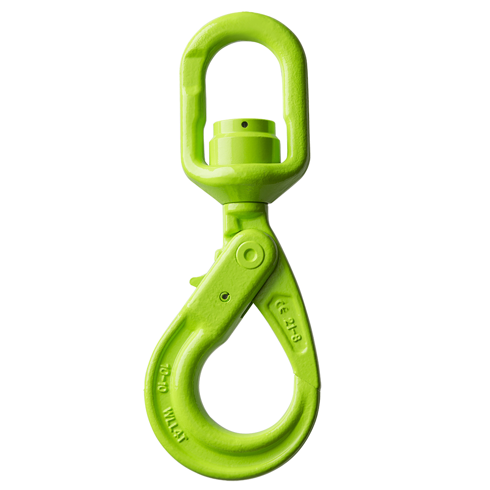 DELTALOCK Grade 100 - Swivel self-locking hook with bearing - Swivel with load -  4 ton