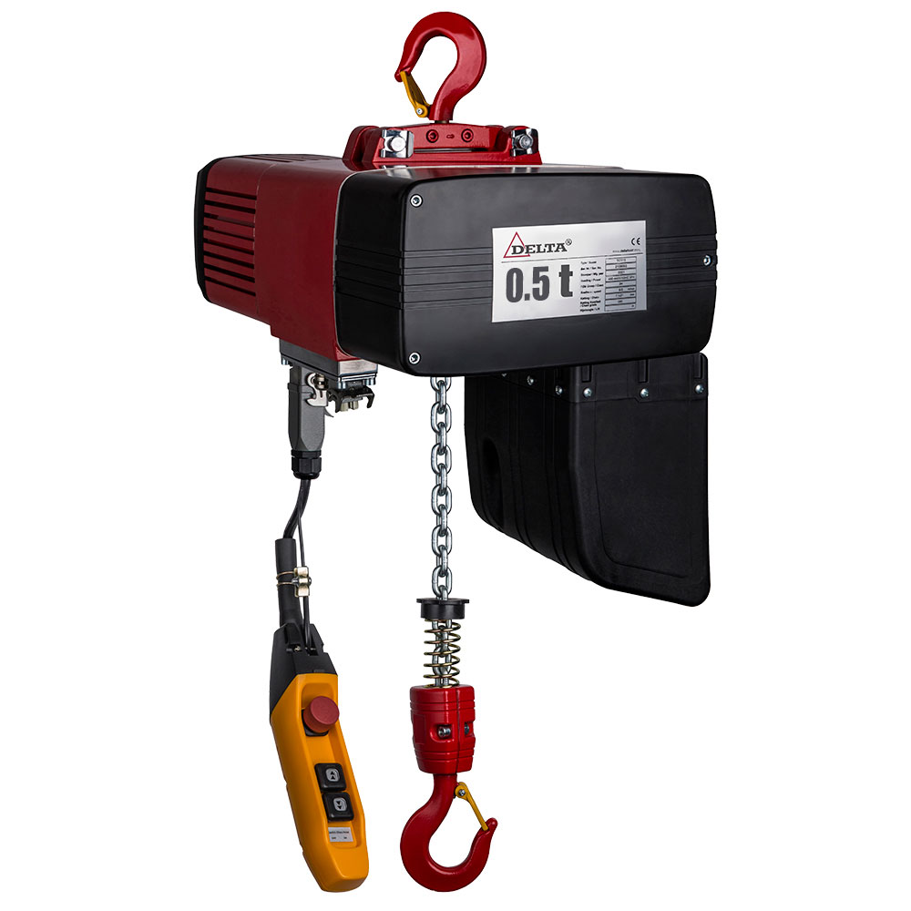 DELTA Electric chain hoist DEH – 400V – 0,5 ton – with 3 meter hoisting height  – double speed – 1 chain fall