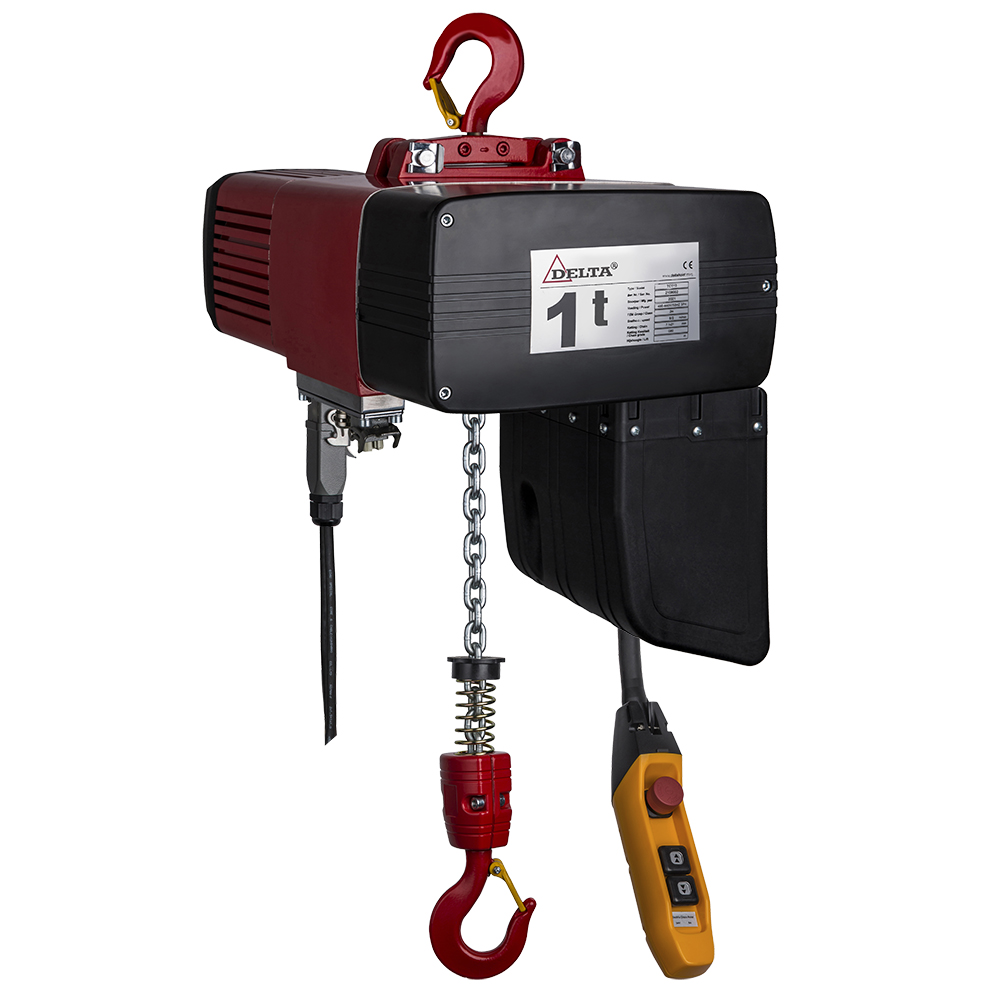 DELTA Electric chain hoist DEH – 400V – 1 ton – with 3 meter hoisting height  – double speed – 1 chain fall