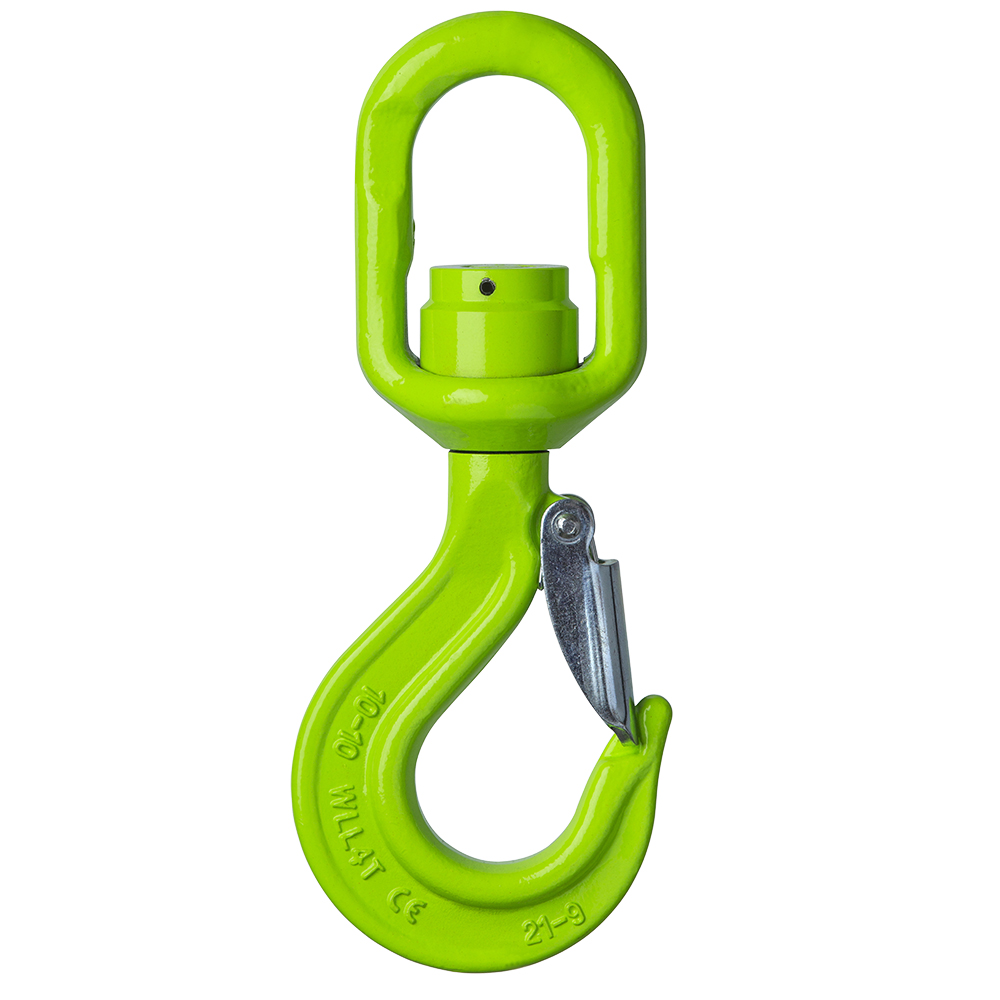 DELTALOCK Grade 100 - Swivel hook with cast latch and bearing - Swivel with load - 4 ton