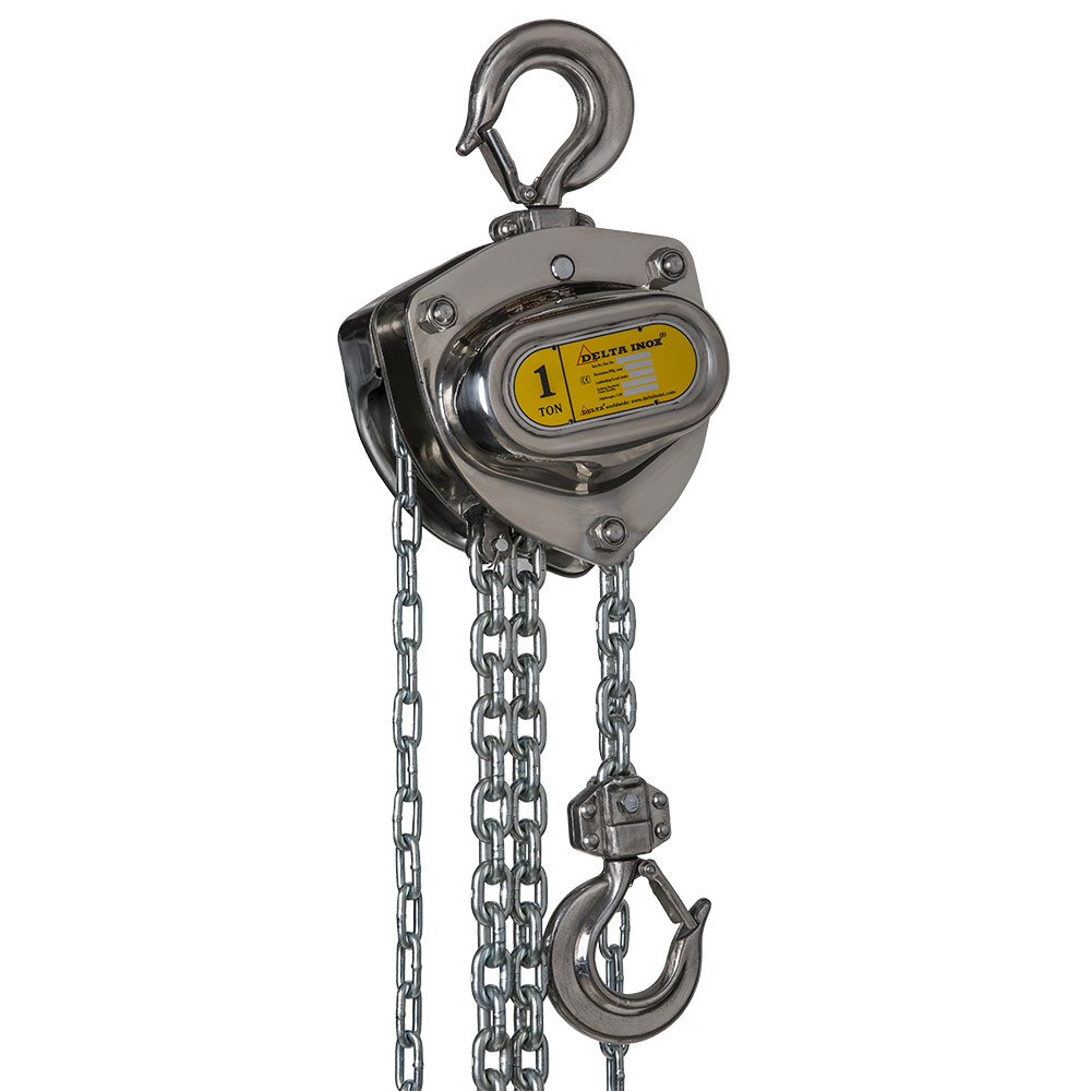 DELTA INOX Stainless steel manual chain hoist with stainless loadchain and handchain – 1 ton