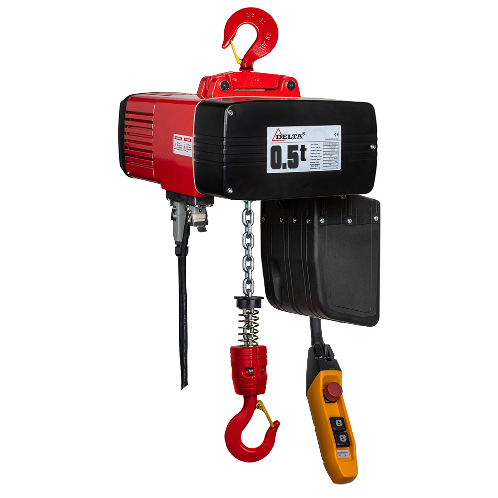 DELTA Electric chain hoist DEH – 400V – 0,5 ton – with 10 meter hoisting height  – double speed – 1 chain fall