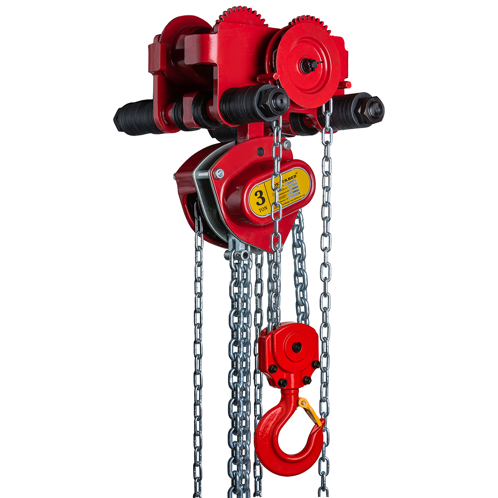 DELTA RED– Manual chain hoist with overload protection combined with geared trolley –  3 ton – with 6 meter hoisting height