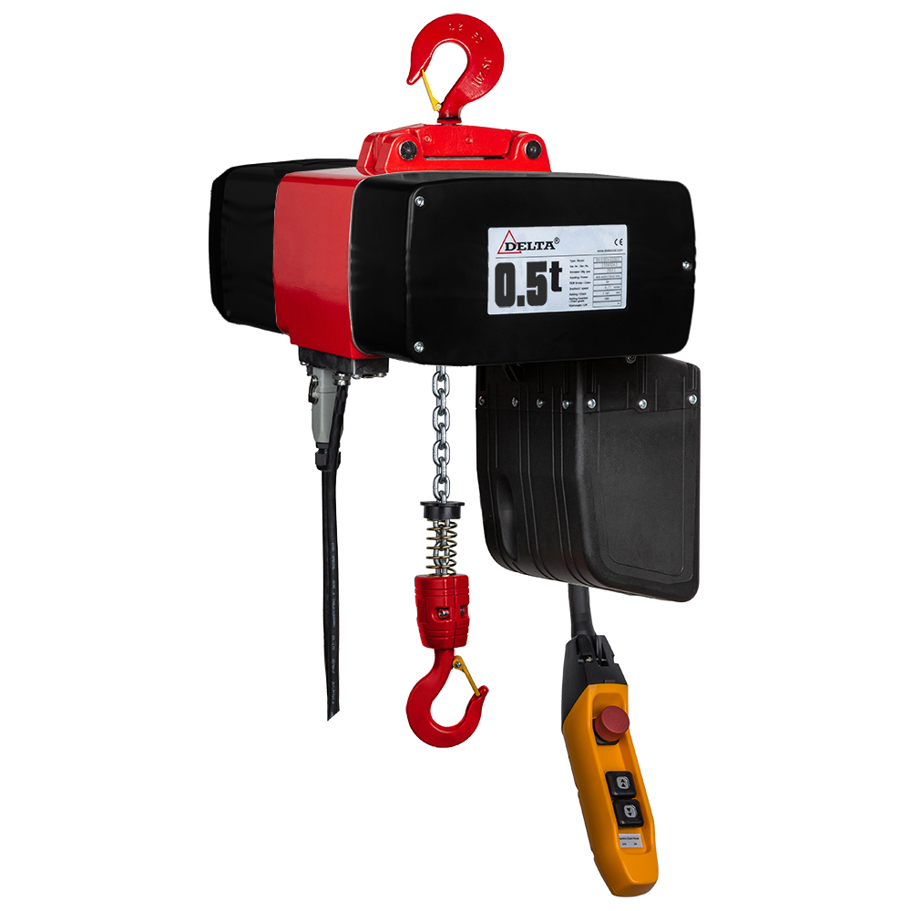 DELTA Palan à chaîne électrique DEH – 110V-230V – 0,5 ton – hauteur de levage 10 mètres - 2 vitesse – 1 nombre de brins 