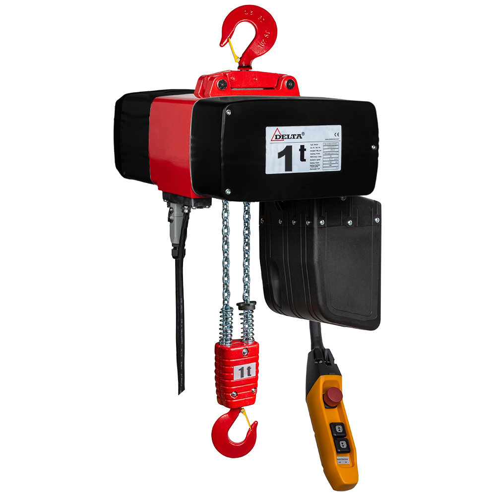 DELTA Elektrischer Kettenzug DMH – 110V–230V – 1 Ton – mit 10 Meter Hubhöhe – 2 Geschwindigkeiten – 2 Strang