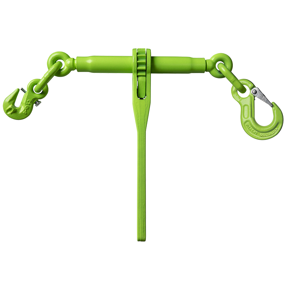 DELTALOCK - Grade 100 - Ratchet loadbinder with 1 shorting hook  / 1 eye hook with latch - LC 80 kN