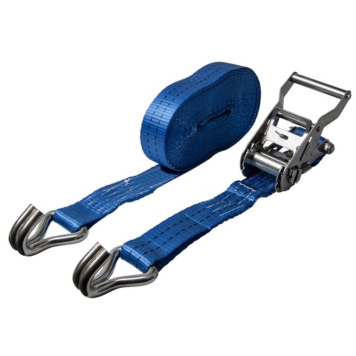 [CO.SB.RVS.035.09] DELTASLING – Sangle d’arrimage avec cliquet INOX – 35 mm x 9 mètres – 1000 daN – Bleu